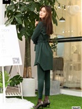 SIW Siwen media 062 small fragrant wind dark green pure cotton temperament small foot pants two - Zhen zhen(6)